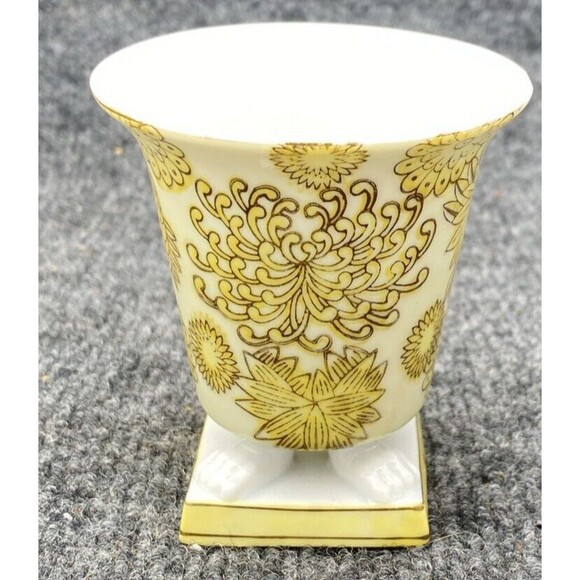 Andrea Porcelain Cache Sadek Chinoiserie Footed 5' Hand Painted Vase 3.25" Japan - Picture 4 of 9